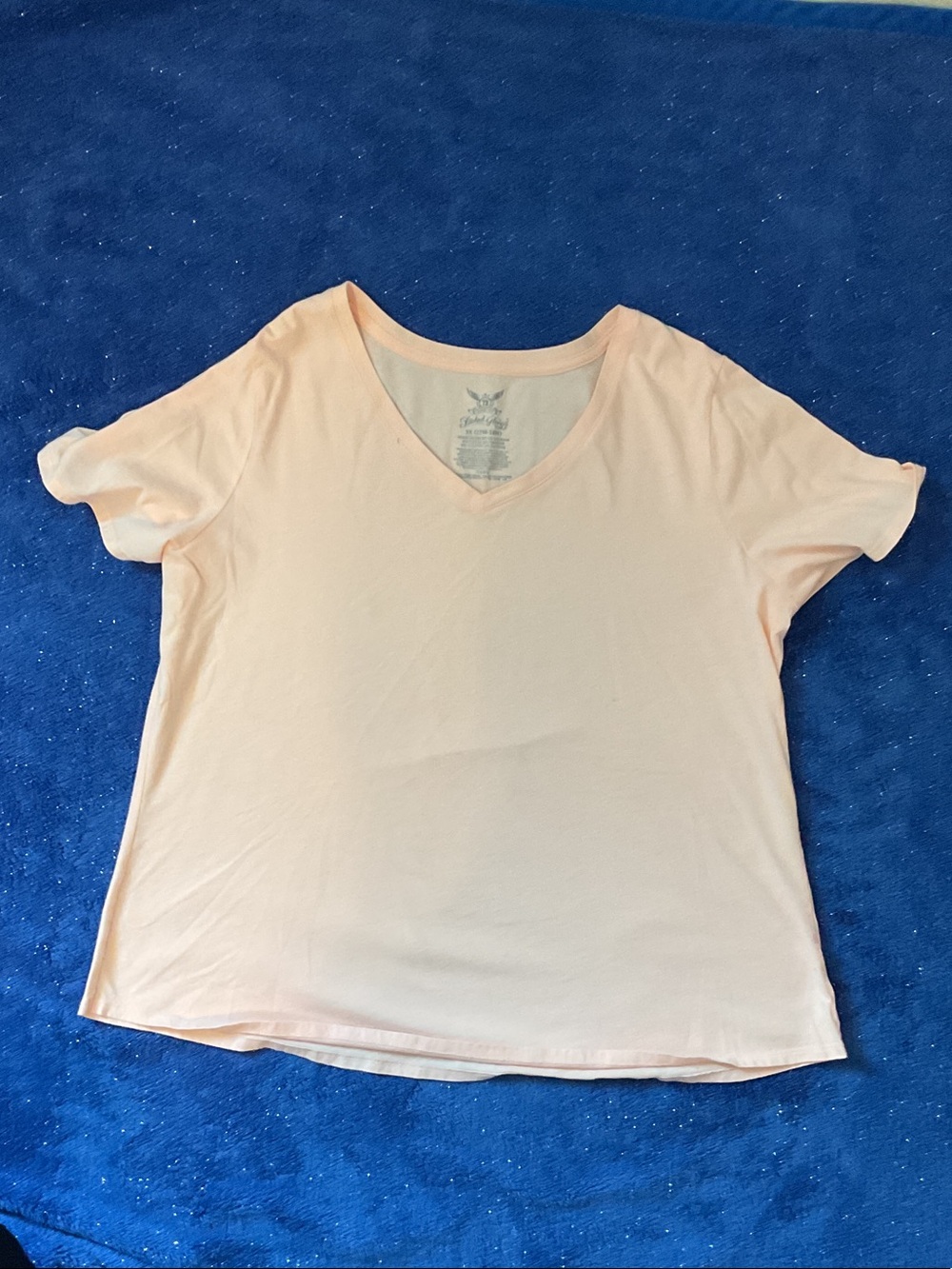 Faded Glory Peach V-Neck Short Sleeve Tee